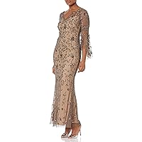 Adrianna Papell Women's Mix Beaded Long Gown
