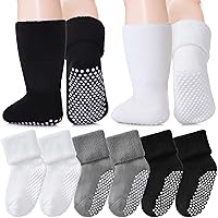 MQELONG Baby Non Slip Grip Ankle Socks with Non Skid Crew Socks for Infants Toddlers Kids Boys Girls 6 Pairs