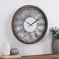 Whitmore Clock, Plastic, Farmhouse & Rustic Style, 20 x 2 x 20 inches, Brown