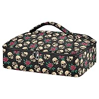 ALAZA Human Skulls with Roses Insulated Casserole Carrier Lasagna Lugger Tote Casserole Cookware for Grocery, Camping, Car