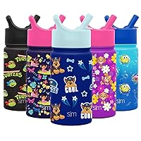 Simple Modern Paw Patrol Kids Water Bottle with Straw Insulated Stainless Steel Toddler Cup for Boys, Girls, School | Summit Collection | 14oz, Chase on the Case