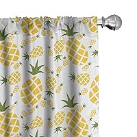 Lunarable Pineapple Curtains, Pineapple in Pictogram Design Vintage Style Pattern Farm Vibrant Color, Window Treatments 2 Panel Set for Living Room Bedroom, Pair of - 28