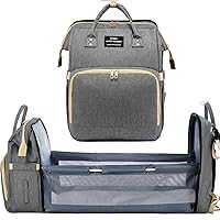 Diaper Bag Backpack, Multifunction Diaper Bags for Boys Girls, Portable Travel Back Pack Baby Shower Gifts, Nappy Changing Bag with Stroller Straps & Changing Pad,Grey
