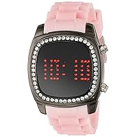 ORLOGI Women's Crystalized Mirror Digital Watch with Rubber Strap