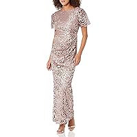 JS Collections Women's Embroidered Mesh Flutter Gown