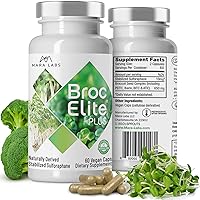 BrocElite Plus | Broccoli Supplement w/ Stabilized Sulforaphane Extract | Zero Glyphosate Residue | 60 Vegetable Capsules