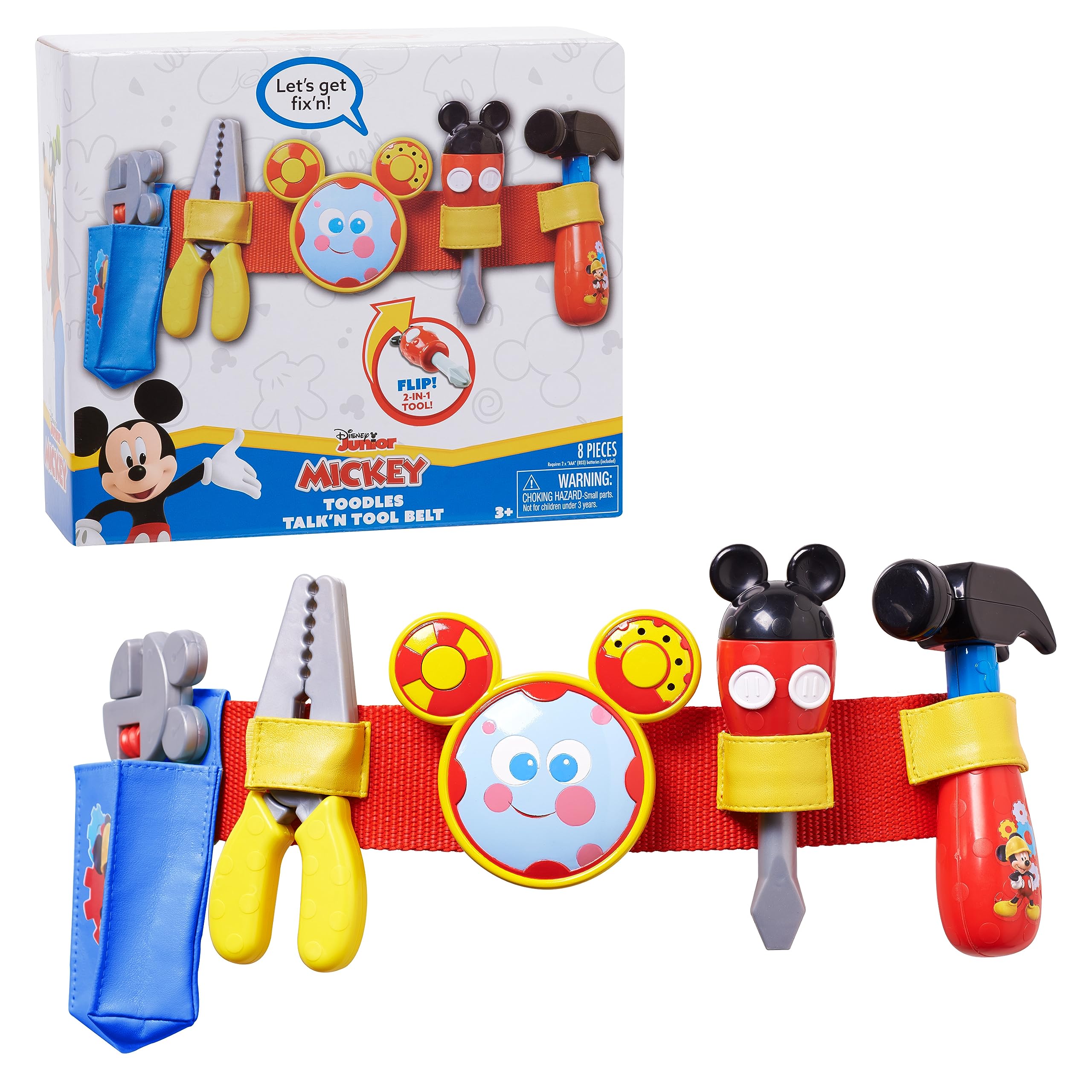 Just Play Disney Mickey Toodles Talk'n Toolbelt and Kids Play Tool Accessories for Contruction and Building Role Play and Dress Up