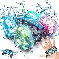 Tecnock Amphibious Remote Control Car Boat, 4WD Gesture RC Car with Waterproof Remote Control, RC Stunt Car with LED Lights, Pool Toys for Kids Ages 8-12, Toys Gifts for Boys Girls