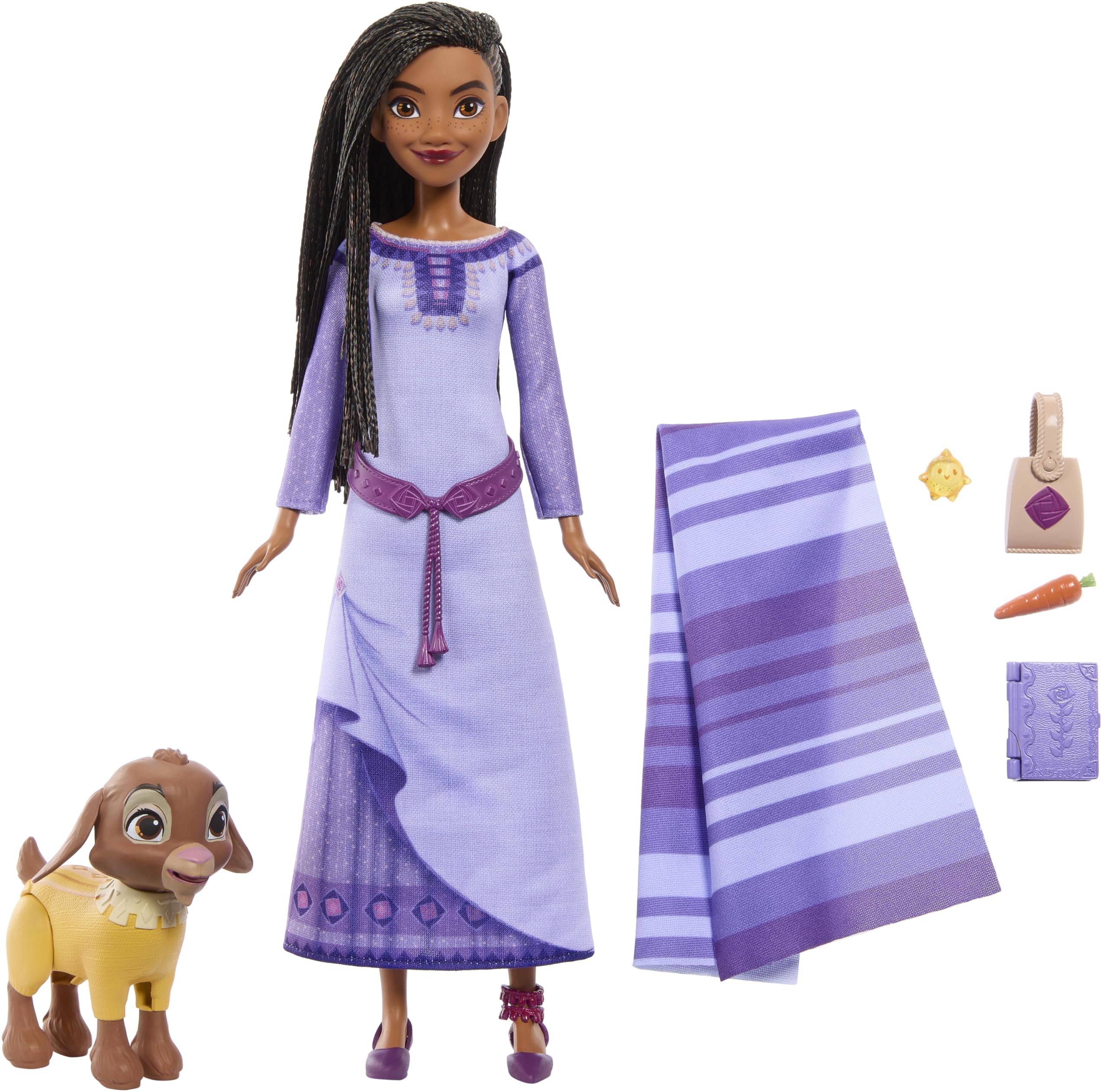 Mattel Disney Wish Asha of Rosas Adventure Pack Doll, Posable Fashion Doll with Removable Fashion, Animal Friends and Accessories, Toys Inspired by The Movie