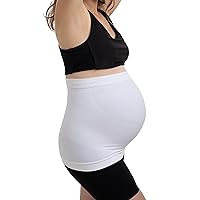 Maternity Belly Band, Pregnancy Support for Back and Belly, Various Sizing, Moisture Wicking, Strapless - White 6-10(M)