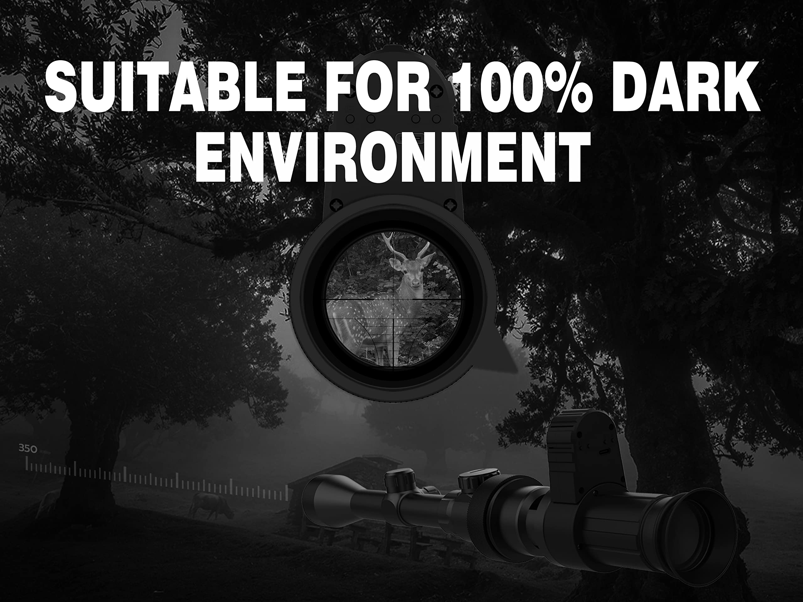 Digital Night Vision Rifle Scope, 1.54 inch Screen, Optical Aiming, monocular sightmark, Suitable for All Black Outdoor Hunting Environment