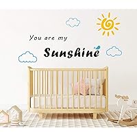 You are My Sunshine Quote Wall Decals Nursery Wall Stickers Vinyl Wall Art Decal for Kids Boy Girl Bedroom Clouds Sun Wall Decor A65 (Yellow Sun)