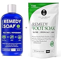 Remedy Soap Tea Tree Oil Body Wash + Tea Tree Oil Foot Soak with Epsom Salt Mint, Helps Body Odor, Athlete’s Foot, Jock Itch, Ringworm, Yeast Infections, Skin Irritations, Soothes Sore Tired Feet