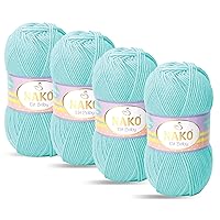 Nako Elit Baby,Baby Knitting Yarn,(4Pack),Anti-Pilling (Low-Pilling)Featured,Each Skein/Ball 100 g (3.5 oz) (Light Turquoise 10535)