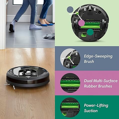 Roomba i7+ (7550) Robot Vacuum with Automatic Dirt Disposal - Empties Itself for up to 60 Days, Wi-Fi Connected, Smart Mapping, Works with Alexa, Ideal for Pet Hair, Carpets, Hard Floors