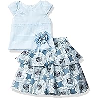 Girls' Cap Sleeve Sunflower Printed Skirt Set