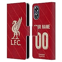 Head Case Designs Officially Licensed Custom Customized Personalized Liverpool Football Club Home 2021/22 Kit Leather Book Wallet Case Cover Compatible with Oppo A17