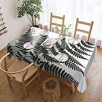 Rectangle Tablecloth Table Cloth for Kitchen Natural Plant Silhouette Fern Leaf Dinning Table Cloths Waterproof Wrinkle Free Dinning Table Cover Decoration Tabletop Cloth for Outdoor Indoor