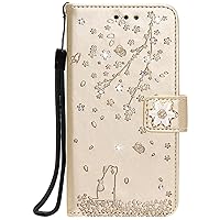 Wallet Case for iPhone 13/13 Pro/13 Pro Max, Bling Glitter PU Leather Folio Flip Case Cover with Card Slots Kickstand Wrist Strap Shockproof TPU Cases,Gold,13 6.1