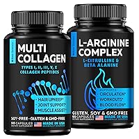 S RAW SCIENCE Muscle Growth & Blood Flow Support, Healthy Hair & Nails — Multi Collagen Capsules 90pcs and L-Arginine Capsules 60pcs