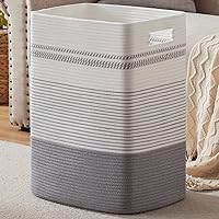Laundry Hamper, Large Woven Rope Tall Laundry Basket with Handles, 22