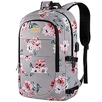 AMBOR Laptop Backpack, 17.3 Inch Anti Theft Travel Business Laptop Backpack Bag with USB Port and Lock, Computer Backpack Casual Daypack for Women, Silver Pink