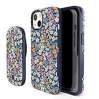 Casely Bundle with Case Compatible with iPhone 15 Plus Bold Case Power Pod MagSafe Compatible Battery Pack | Full Bloom | Navy Floral Bold | Compatible with MagSafe