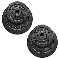 Yes4All 1.15 Inch Cast Iron Weight Plate - Ideal for Dumbbell Handle, Strength Training & Weightlifting (Set)