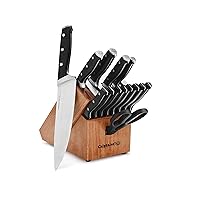 Kitchen Knife Set with Self-Sharpening Block, 15-Piece Classic High Carbon Knives