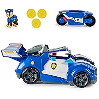 Paw Patrol, Chase 2-in-1 Transforming Movie City Cruiser Toy Car with Motorcycle, Lights, Sounds and Action Figure, Kids Toys for Ages 3 and up