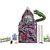 Masters of the Universe Origins Playset & 2 Action Fgures, Snake Mountain with Dungeon & Throne, Snake & Wolf Head