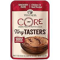 Wellness CORE Tiny Tasters Wet Cat Food, Complete & Balanced Natural Pet Food, Made with Real Meat, 1.75-Ounce Pouch, 12 Pack (Adult Cat, Chicken & Beef Pate)