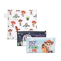 Disney Reusable Sandwich and Snack Bags, for Kids School Lunch and for Adults Portion, Washable Fabric, Waterproof Cloth Zip Bag, Travel Pouch, Food-Safe, 3-pk Love, Minnie