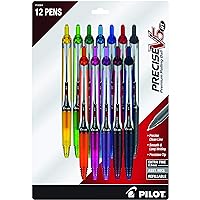 Precise V5 RT Refillable & Retractable Rolling Ball Pens, Extra Fine Point 0.5 mm, Assorted Colors, Pack of 12.