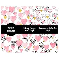 3 Pack Wild Heart Pattern Vinyl Permanent Vinyl Valentines Day Vinyl Bundle 12x12 Sheets Works w All Craft Cutters