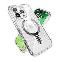 Speck Clear iPhone 15 Pro Case - ClickLock No-Slip Interlock, Built for MagSafe, Drop Protection Grip - Scratch Resistant, Anti-Yellowing, 6.1 Inch Phone Case - Presidio Grip Clear/Chrome