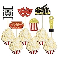12 PCS Movie Night Cake Topper Glitter Movie Cupcake Toppers Picks Movie  Night Birthday Party Decoration for Movie Theme Birthday Party Baby Shower