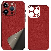 for iPhone 15 Pro Max Phone Sticker Skin Wrap Leather Strip 3M Ultra Thin Slim Ultralight Decal Glass Protector Film Protective for Back Camera Frame Red