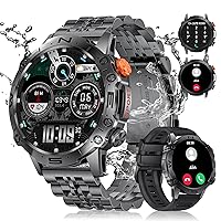 LIGE Military Smart Watches for Men with Bluetooth Call, 1.43'' HD AMOLED Screen Smart Watch with Heart Rate/Sleep Monitor, Message Notification, IP67 Waterproof Outdoor Smartwatch for Android iOS