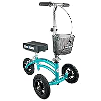 Jr All Terrain Knee Scooter for Kids and Small Adults for Foot Surgery Heavy Duty Knee Walker for Broken Ankle Foot Injuries Recovery - Leg Scooter Knee Crutch Alternative (Coastal Teal)