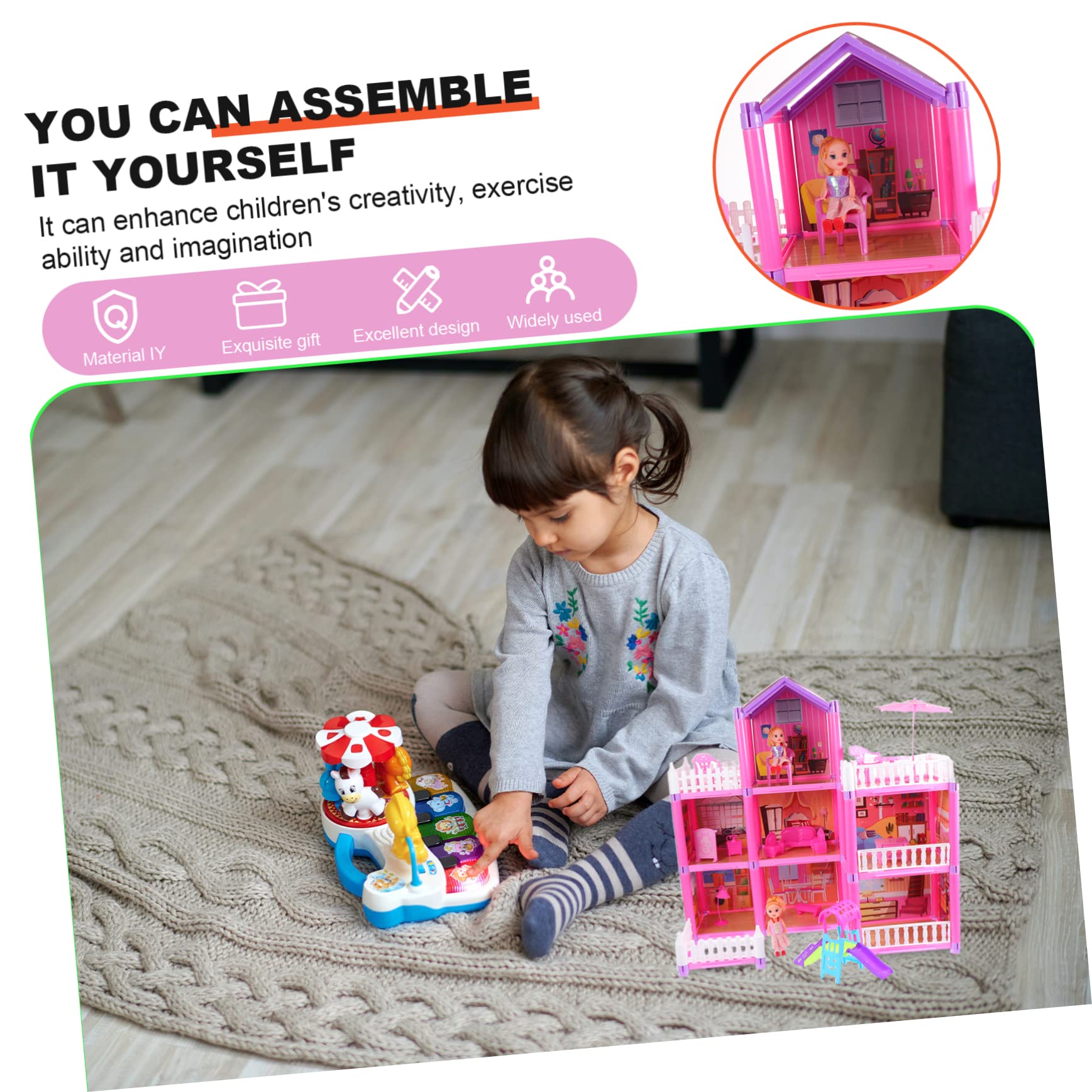 ERINGOGO 1 Set DIY Castle Jigsaw Toy Girl Cute House Toddler Dream Doll House for Girls Princess Castle Puzzle Toddler Toy Doll House Gift Puzzles for Toddlers Assembled Plastic Model Child