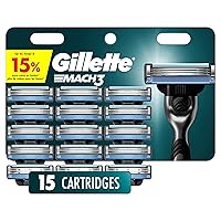 Gillette Mach3 Razor Refills for Men, 15 Razor Blade Refills