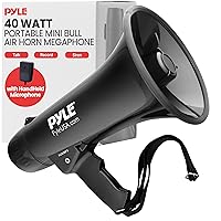 Pyle Portable Megaphone Speaker PA Bullhorn - Built-in Siren, 40W Adjustable Vol Control & 1000 Yard Range, Ideal for Any Outdoor Sports, Cheerleading Fans Coaches & Safety Drills, Black - PMP43IN