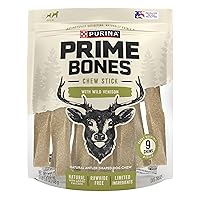 Purina Prime Bones Made in USA Facilities Limited Ingredient Medium Dog Treats, Chew Stick With Wild Venison - 9 ct. Pouch
