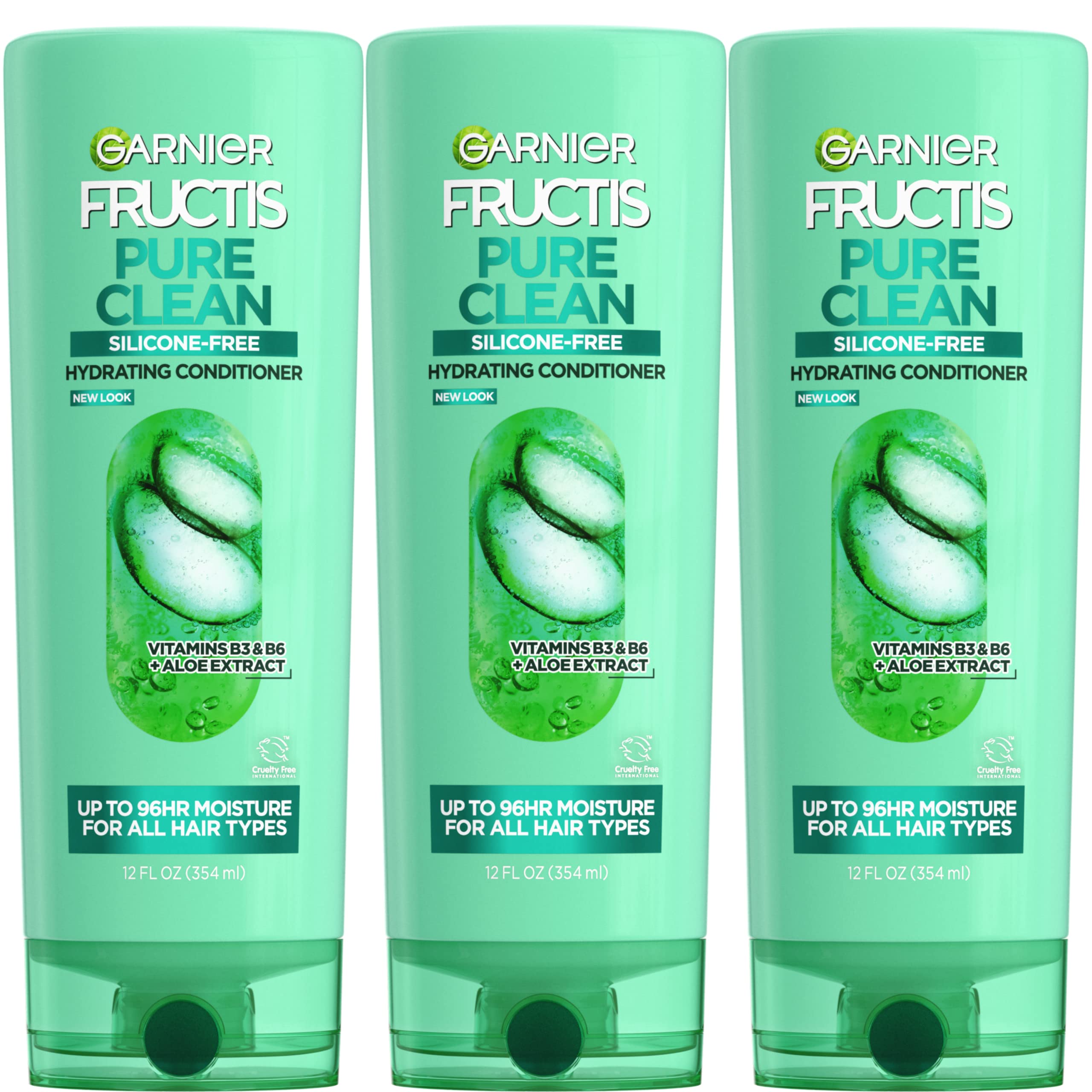 Garnier Fructis Pure Clean Hydrating Conditioner, 12 Fl Oz, 3 Count (Packaging May Vary)