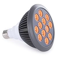 Orange Light Therapy Bulb by Hooga. Power Cord Included. 605 nm Wavelength. 12 LEDs. High Irradiance, May Reduce Skin Redness and Irritation. Mood Enhancing Benefits.