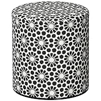 Washi Paper Tea Tin Canister: Wide 3.5oz (100g) Black & White Sunflowers (#67) by KOTODO, Japan