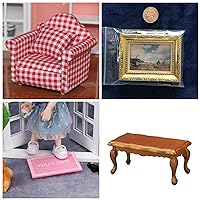 AirAds (Lot 4) 1:12 Scale Dollhouse Accessories Dolls furnitures Wall Photo Sofa Door mat Coffee Table