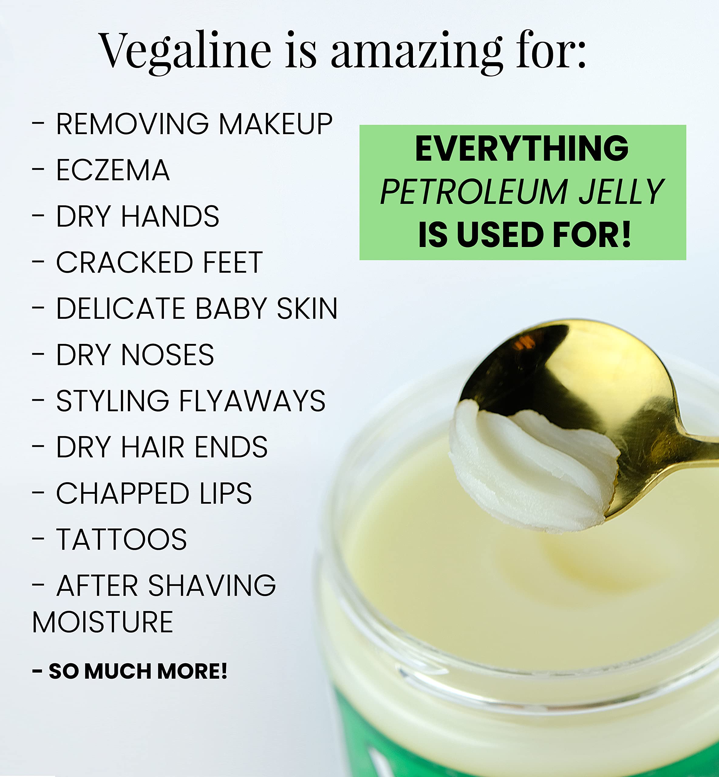Vegaline - 100% Natural & Vegan Alternative to Petroleum Jelly - Hypoallergenic, Unscented, All-Purpose Moisturizer, Makeup Remover, Baby Balm, Hand & Foot Balm, Cruelty Free Salve, Un-Petroleum by Beeseline 8 oz
