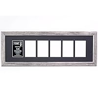 [10x32dw-b] 6 Opening Driftwood Picture Frame Holds 4x6 Media with Black Collage Mat and Glass